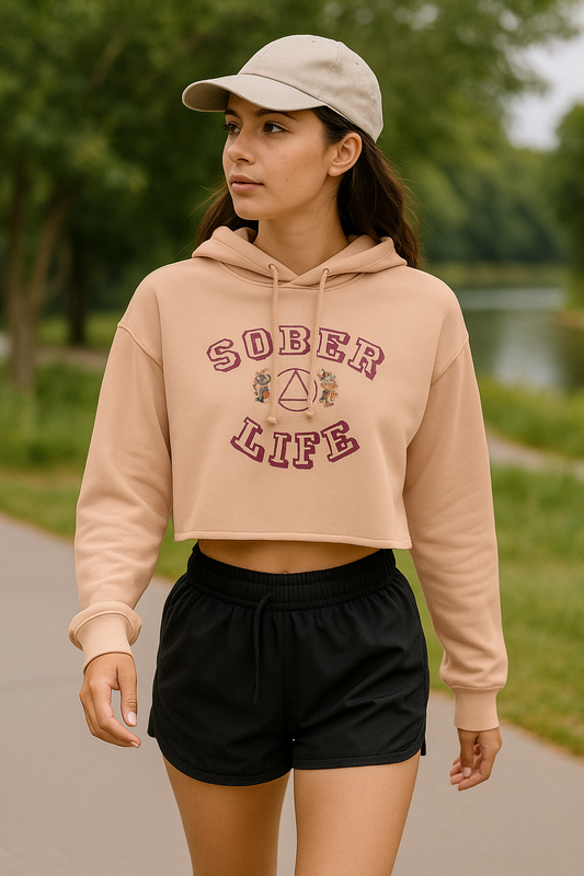 🖤 Sober Life Cropped Hoodie – Midnight Rebel Edition