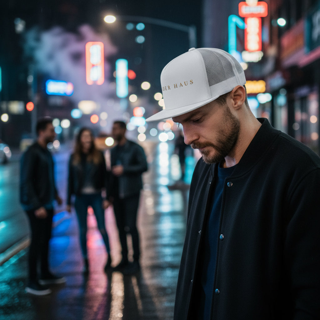 The Sovereign Snapback in black — front detail