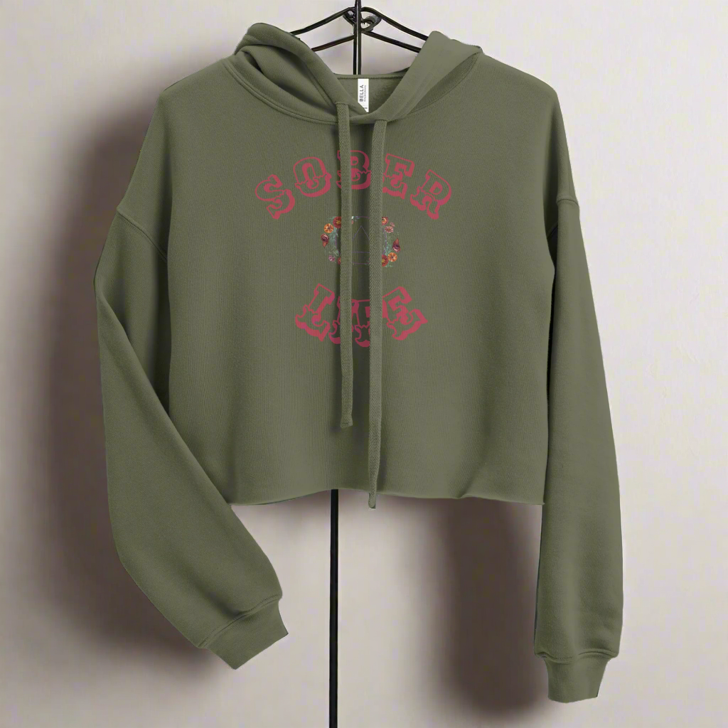 🖤 Sober Life Cropped Hoodie – Midnight Rebel Edition
